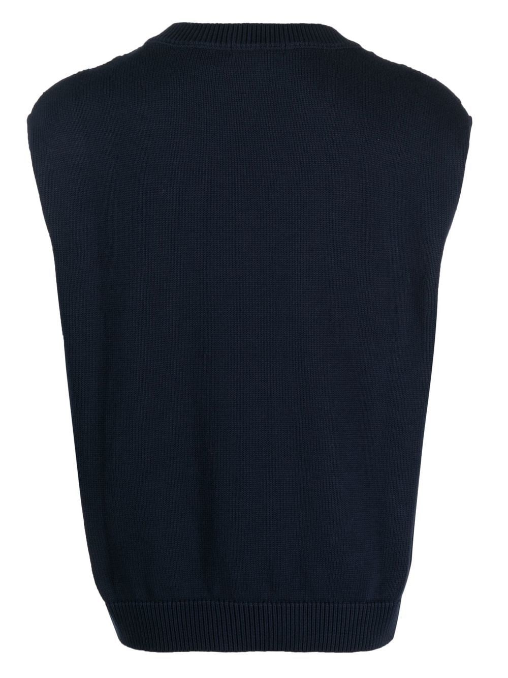 embroidered-logo cable-knit vest - 2