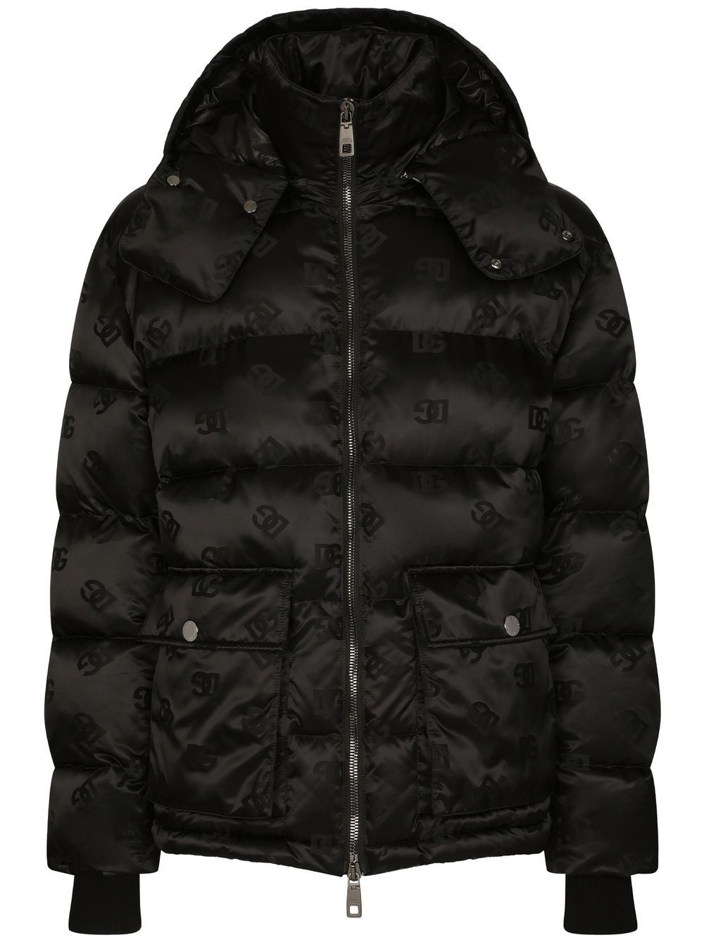 logo-jacquard hooded jacket - 1