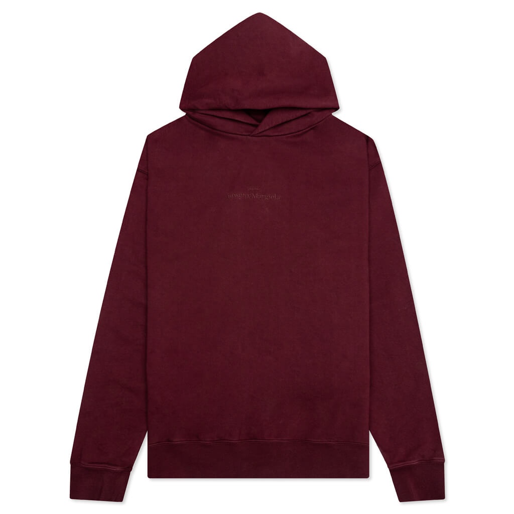 LOGO-EMBROIDERED LONG-SLEEVED HOODIE - BURGUNDY - 1