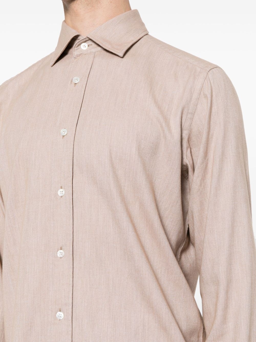 mélange-effect spread-collar shirt - 5