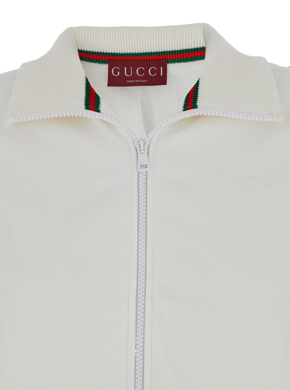 Gucci Women White Crop Sweatshirt With Web Detail In Polyamide Woman - 3