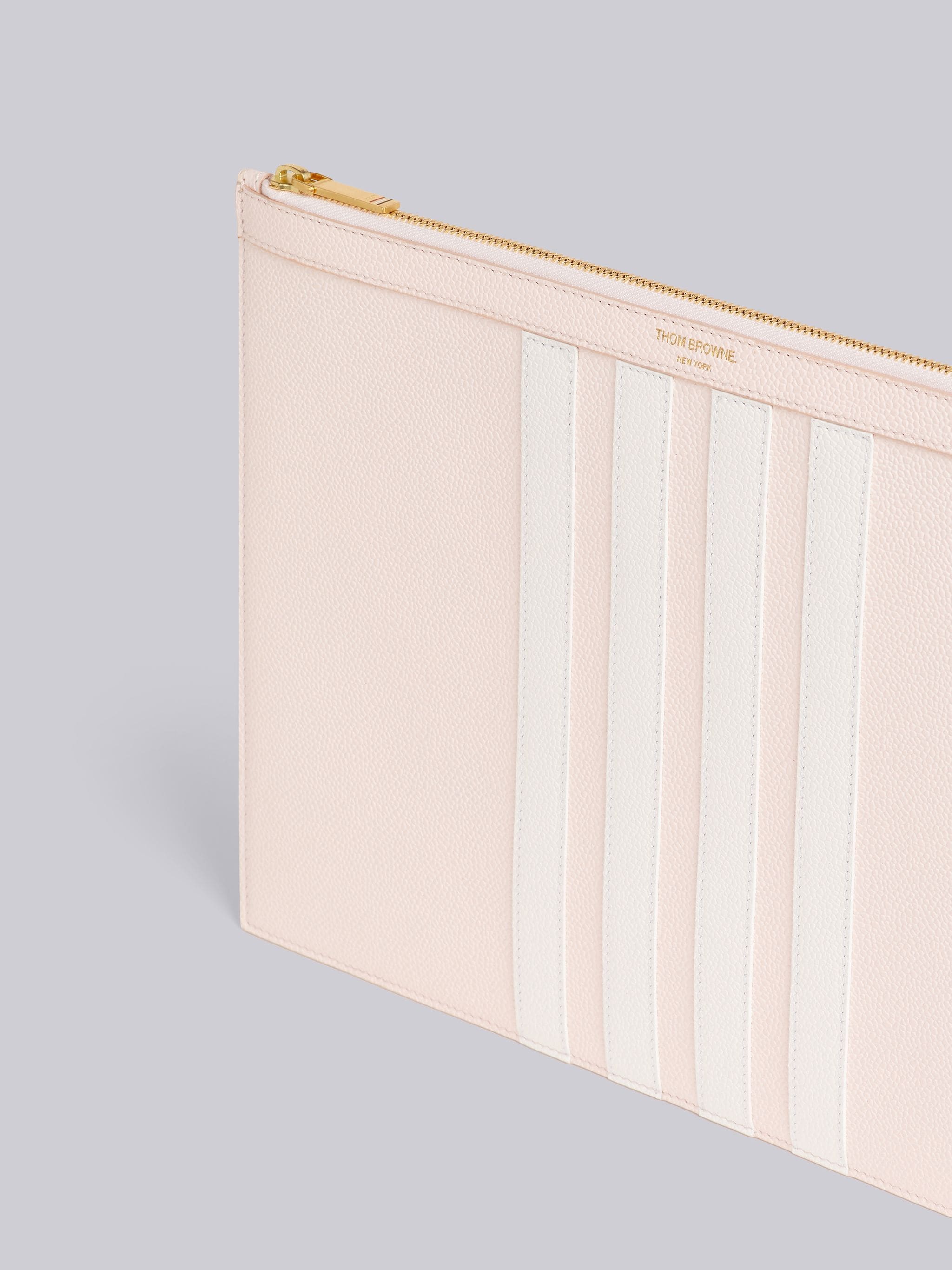Light Pink Pebble Grain Leather 4-Bar Applique Medium Document Holder - 2