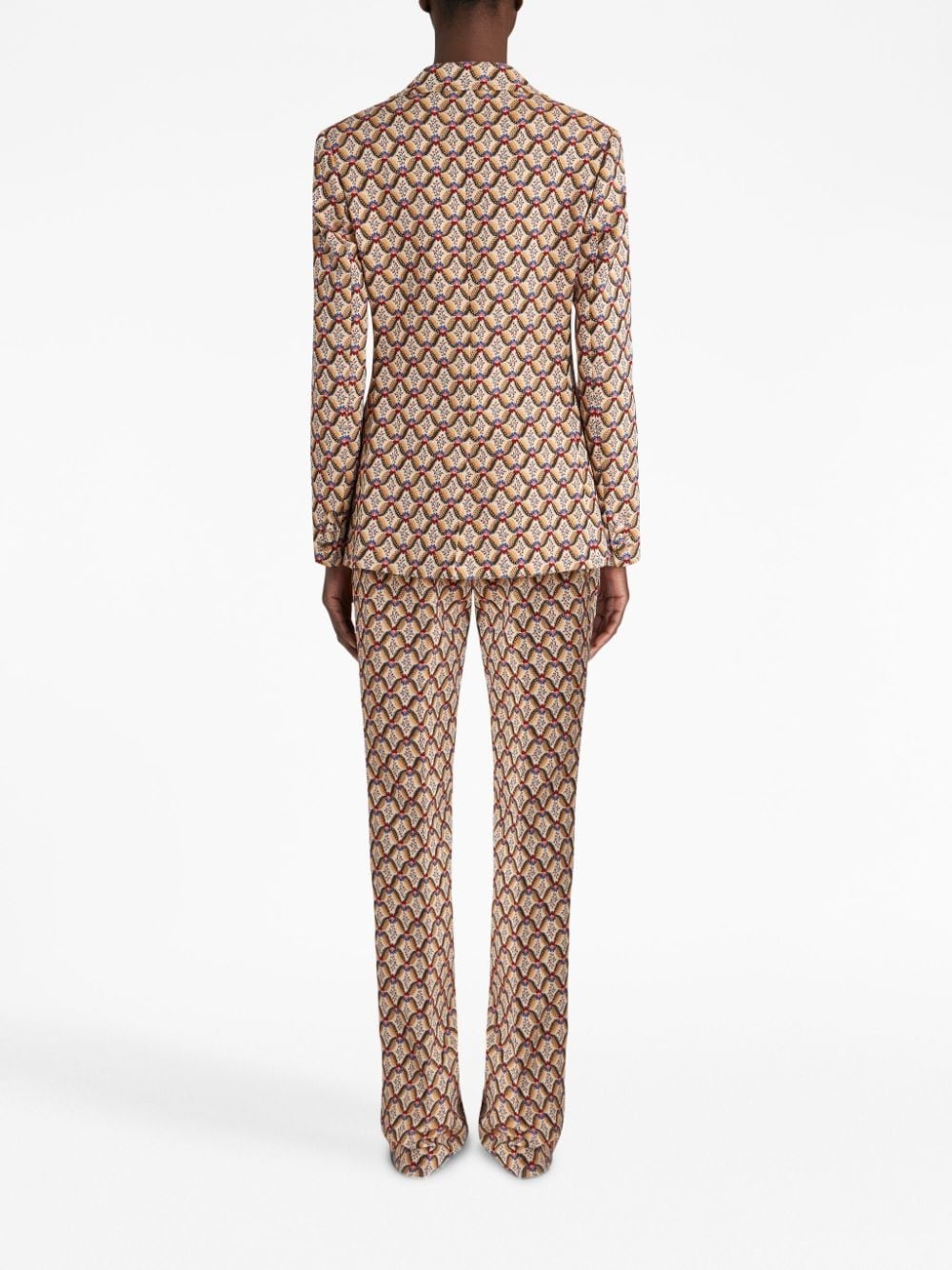 floral-jacquard double-breasted blazer - 3