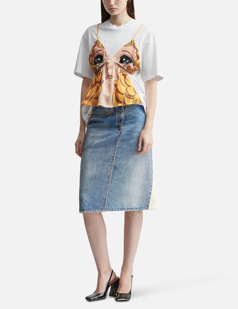 pushBUTTON DENIM PRINT WRAP PANEL SKIRT outlook