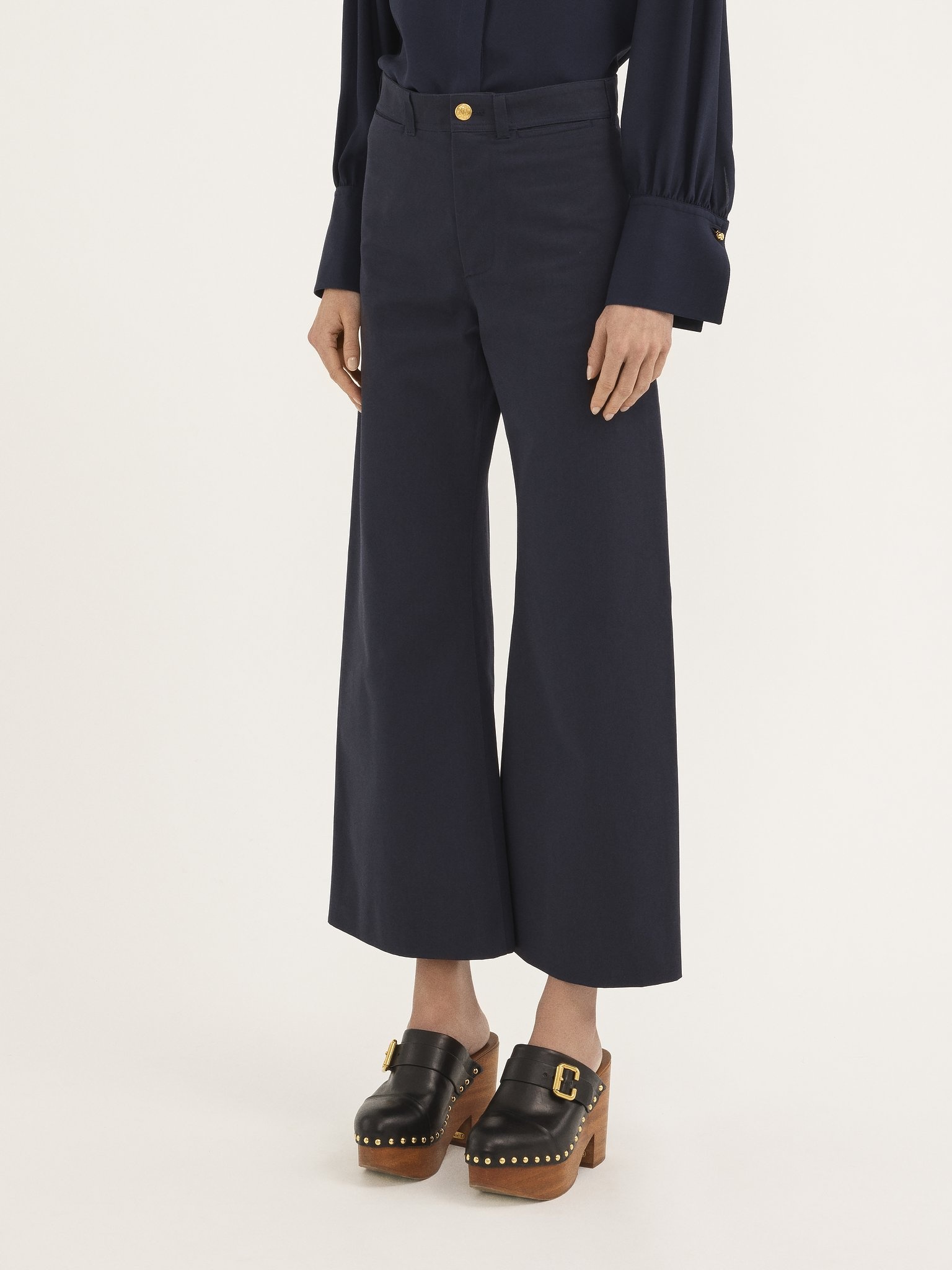 CROPPED FLARED PANTS IN COTTON GABARDINE - 4