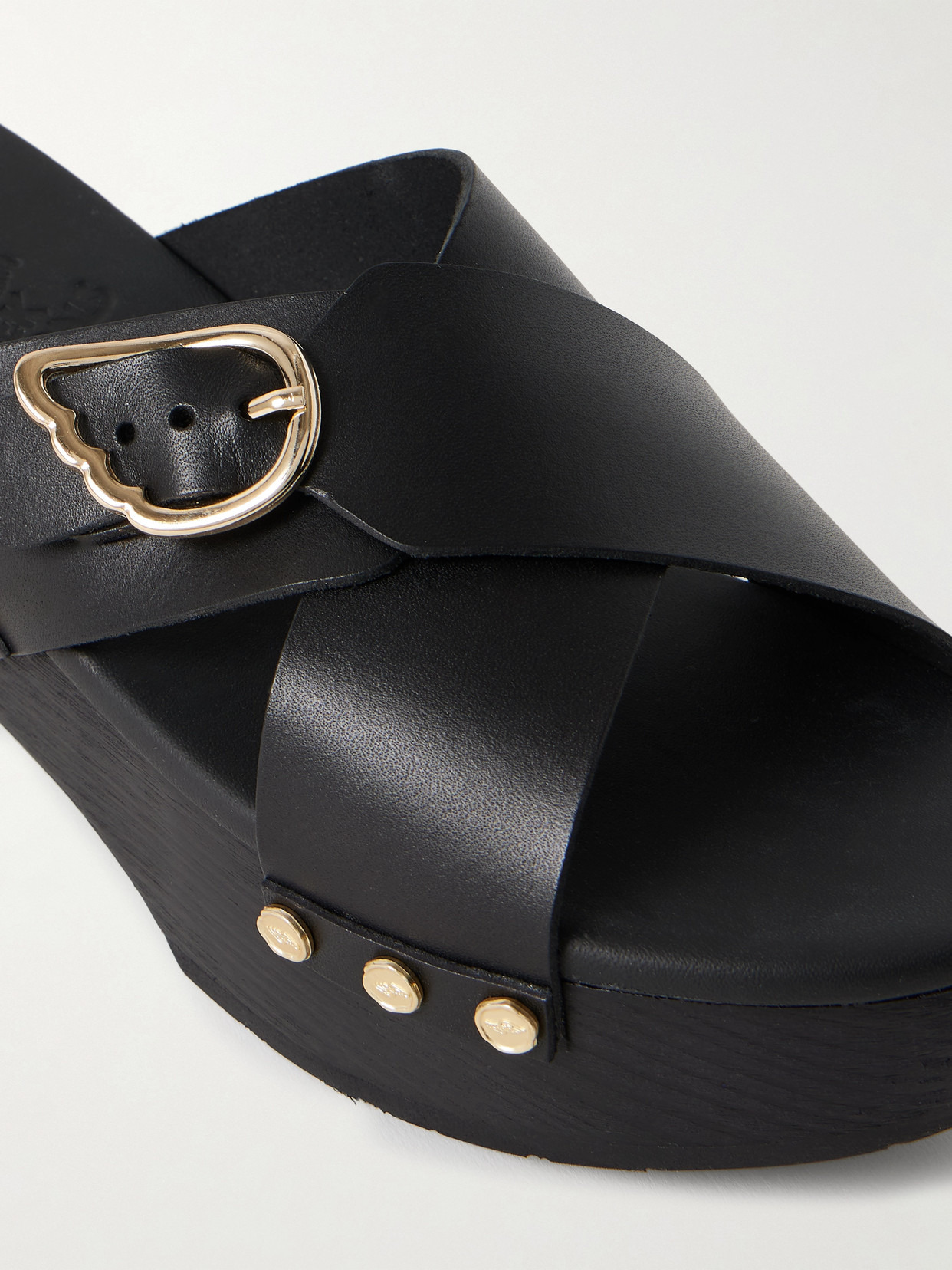 Marilisa Sabot Buckled Leather Platform Sandals - 4