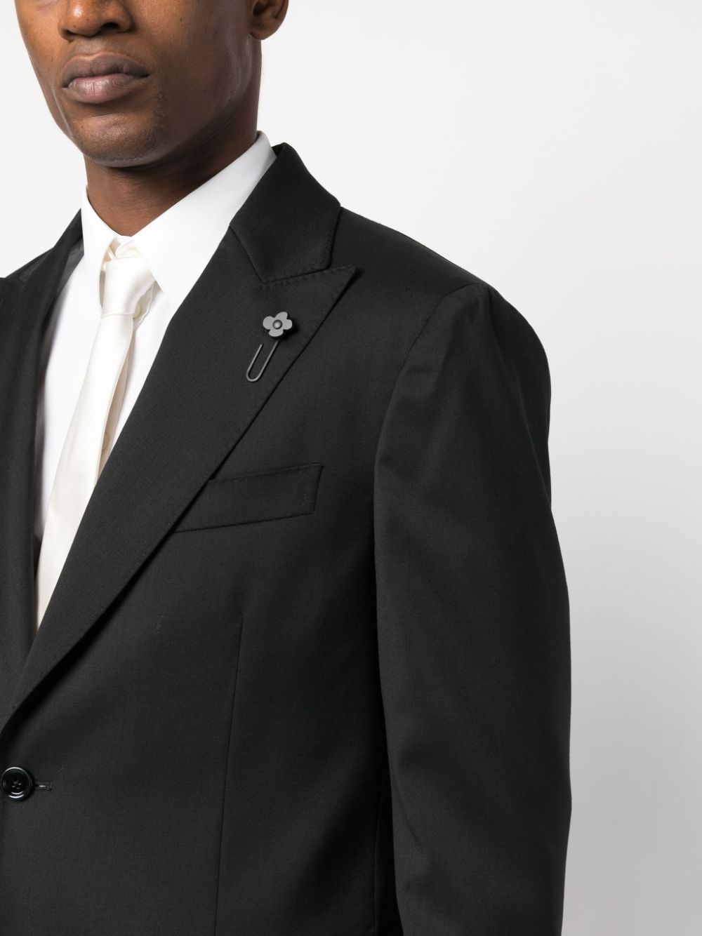 single-breasted two-piece wool suit - 5
