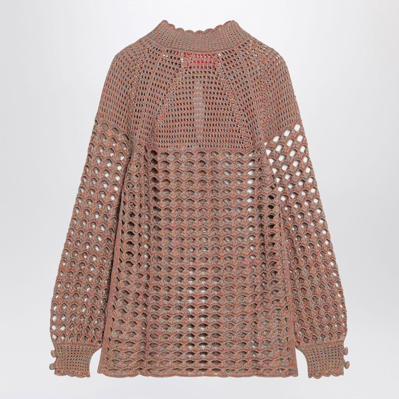 Valentino Openwork sweater in linen blend - 2