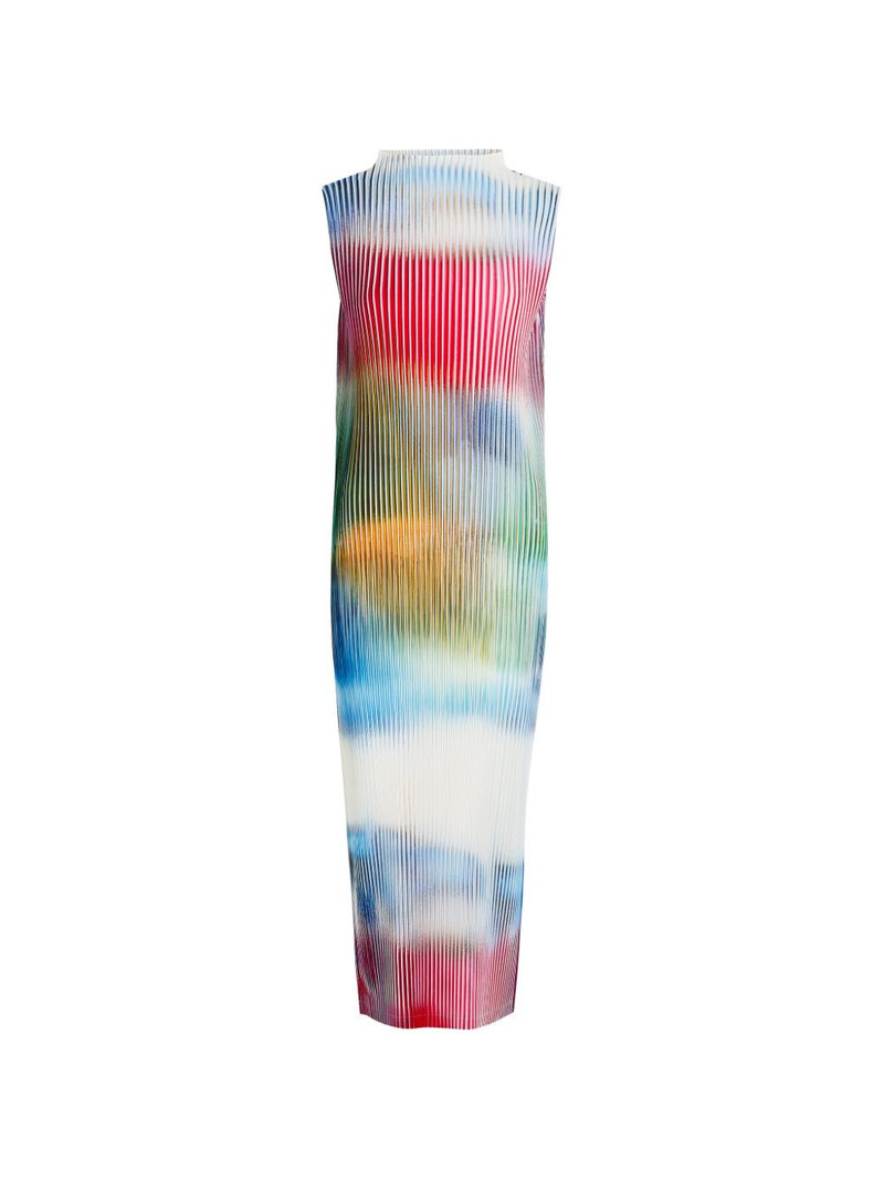 ISSEY MIYAKE pleated printed midi dress outlook
