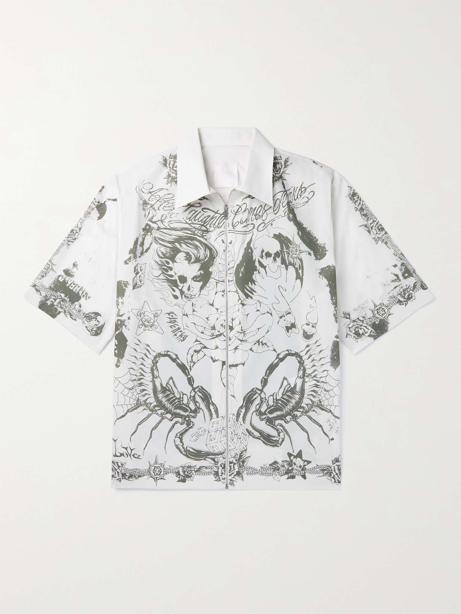 Printed Cotton-Poplin Zip-Up Shirt - 1