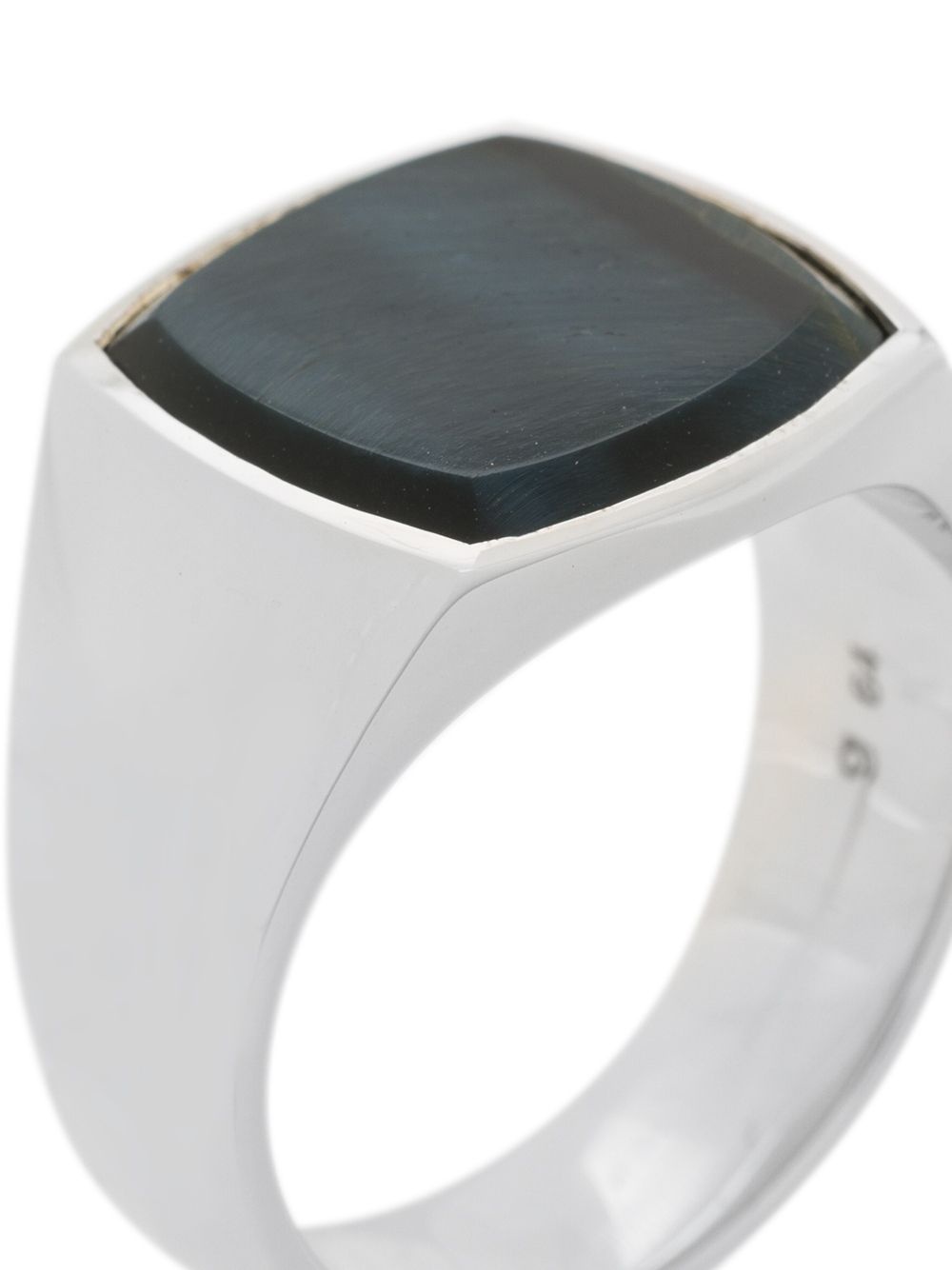 Cushion Blue Hawk Eye signet ring - 3