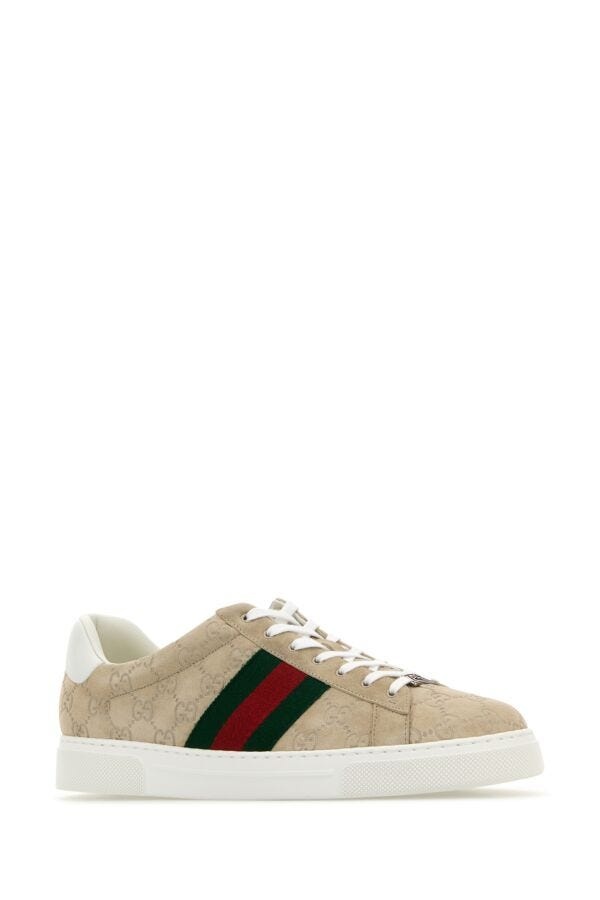 Gucci Man Beige Suede Gucci Ace Sneakers - 2