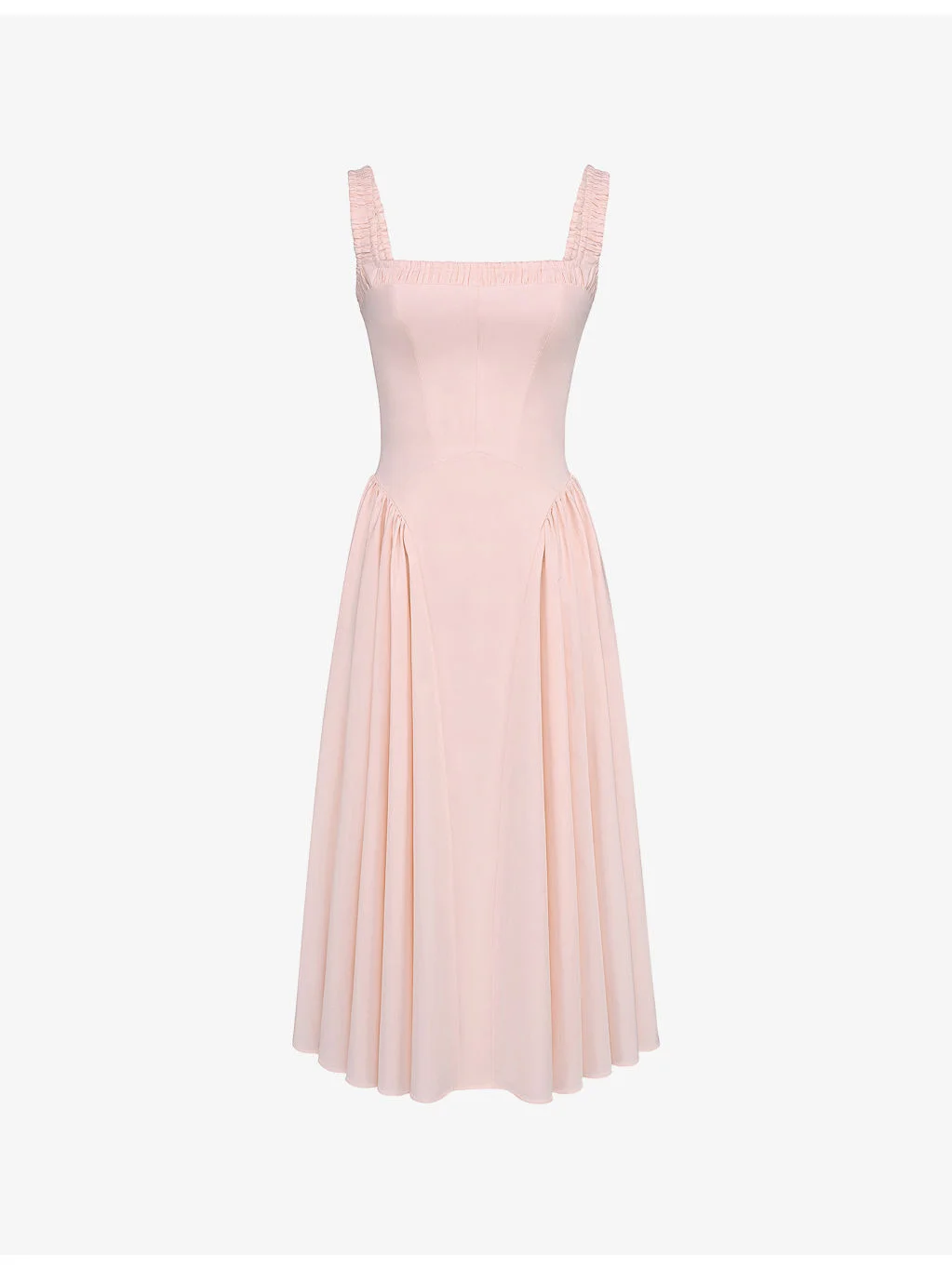 Dorothy Gathered Stretch-Cotton Midi Dress - 1