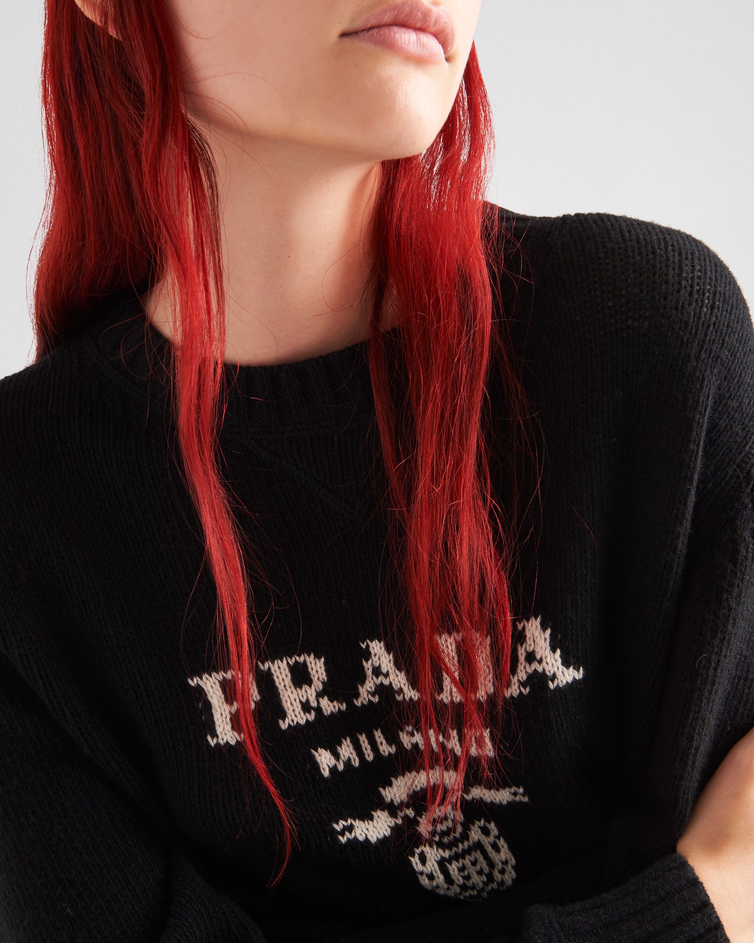 Cashmere and wool Prada logo crew-neck sweater - 4
