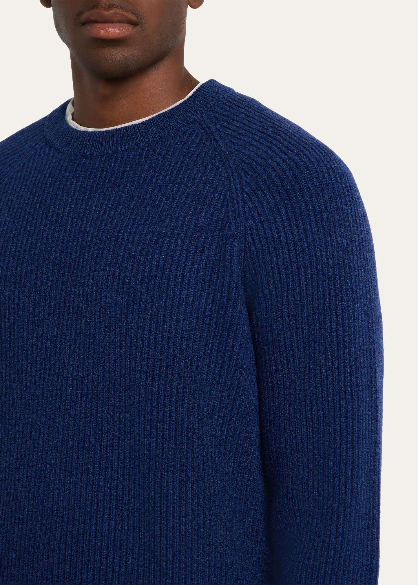 Men's Cashmere English Rib Crewneck Sweater - 5