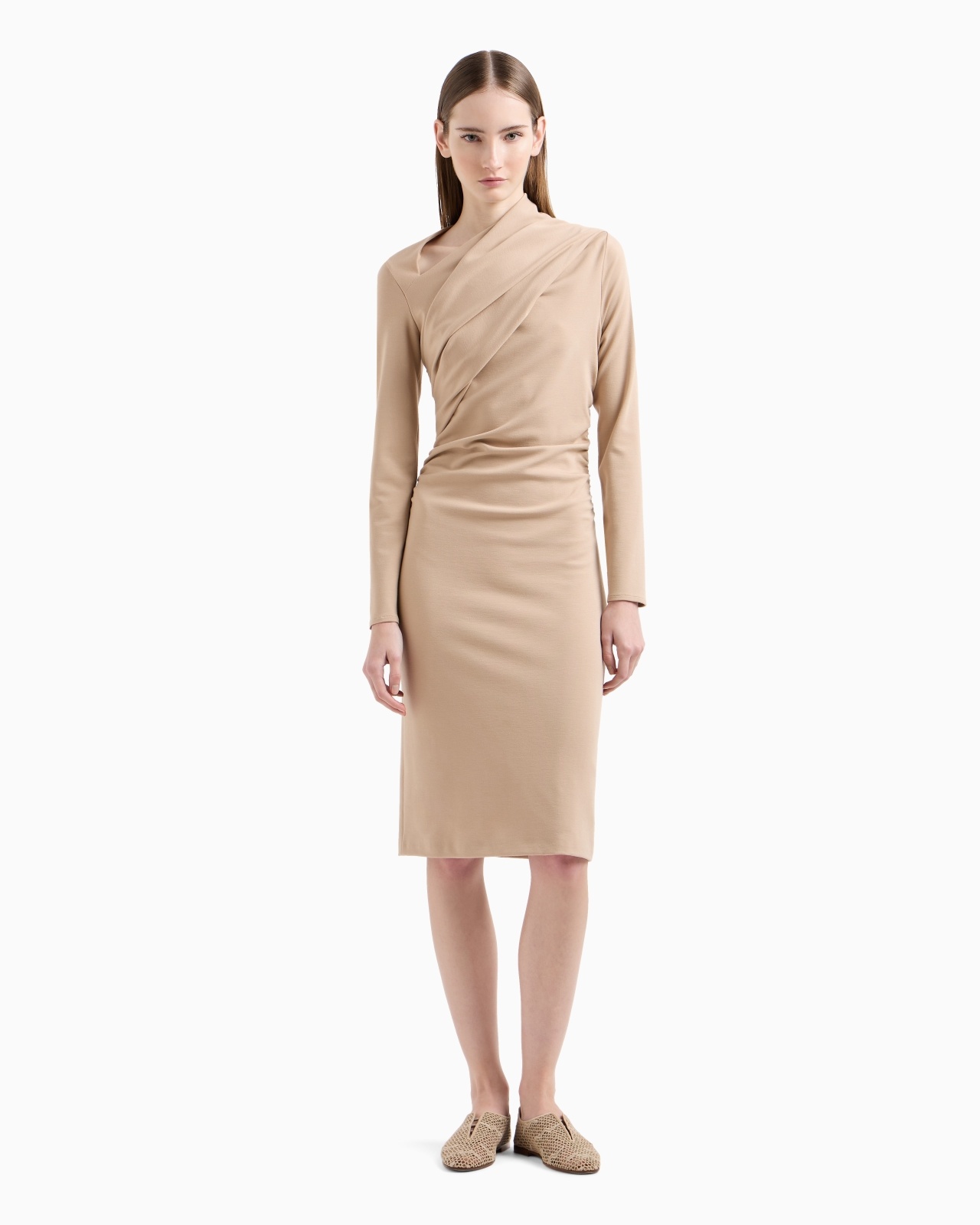 VISCOSE-BLEND MILANO-STITCH MIDI DRESS - 2