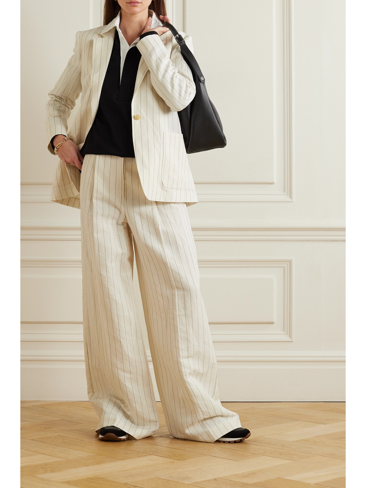 Giuliva Pinstriped Linen And Cotton-blend Pants - 2