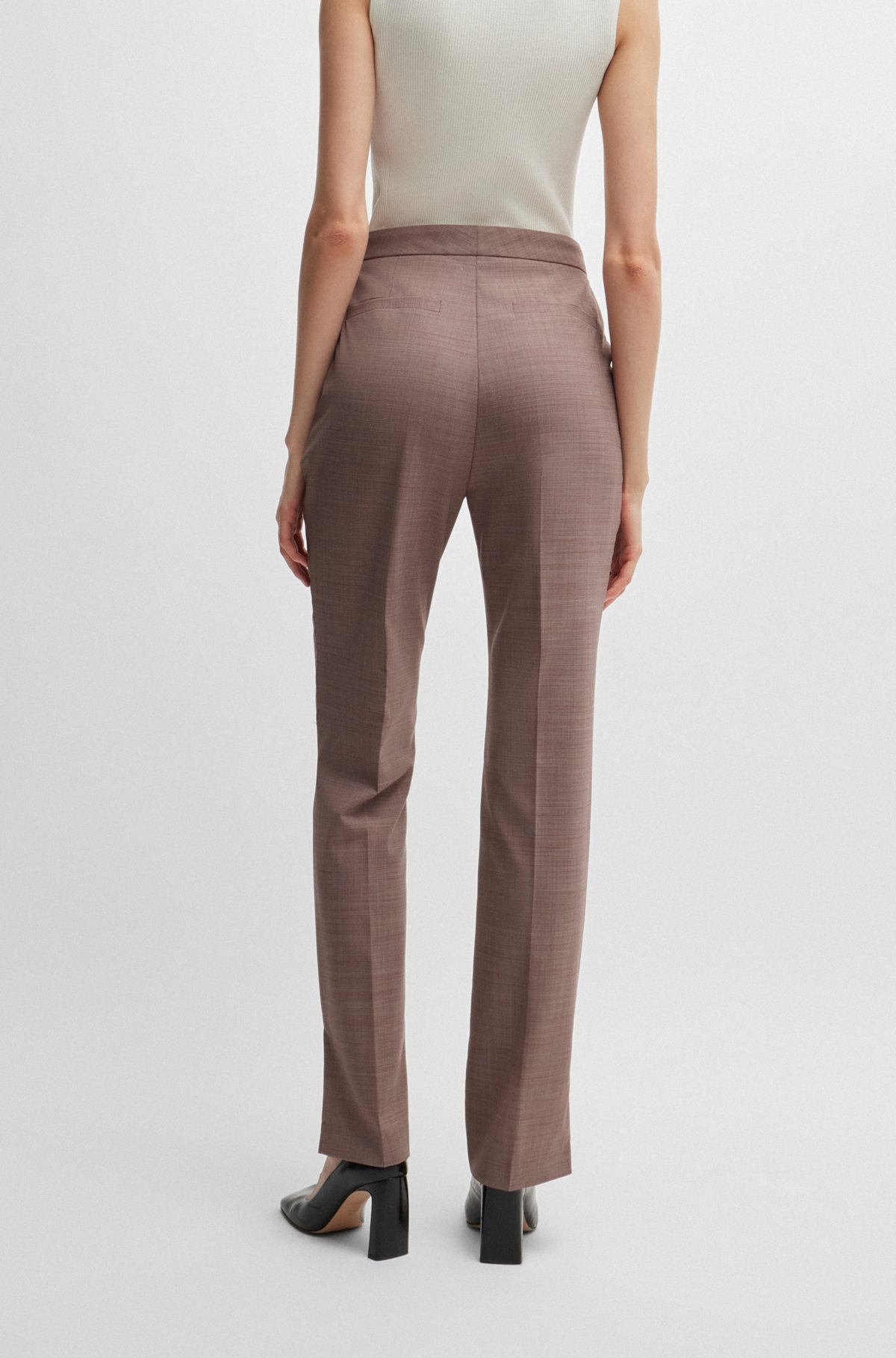 SLIM-FIT TROUSERS IN ITALIAN VIRGIN-WOOL SHARKSKIN - 4
