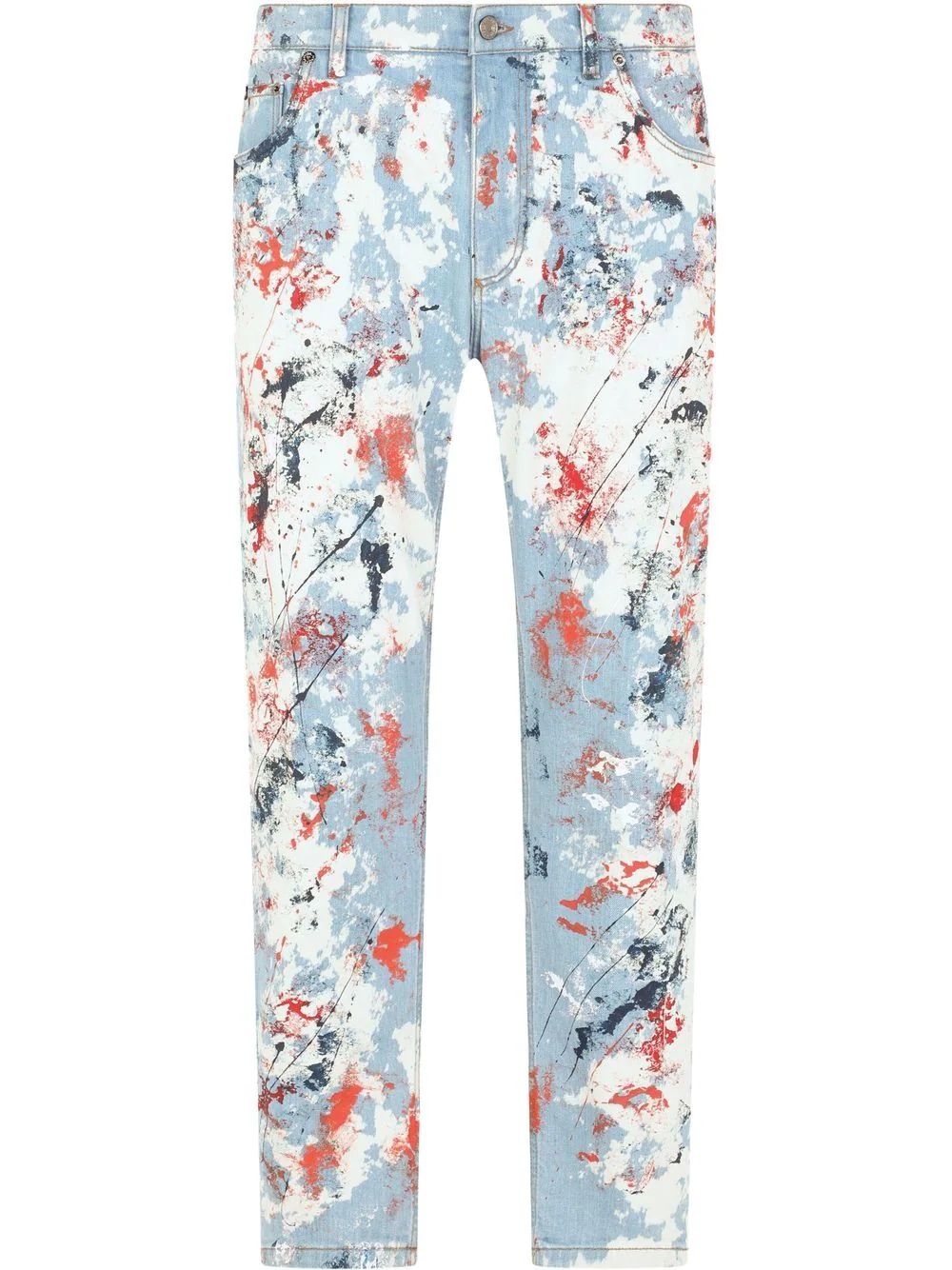 painted-print straight leg jeans - 1