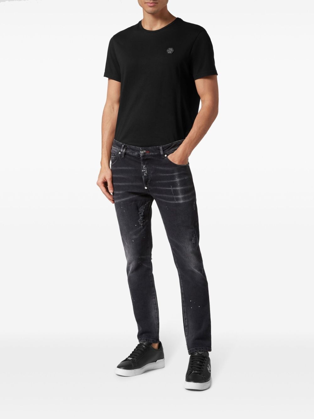 paint-splatter skinny-cut jeans - 4
