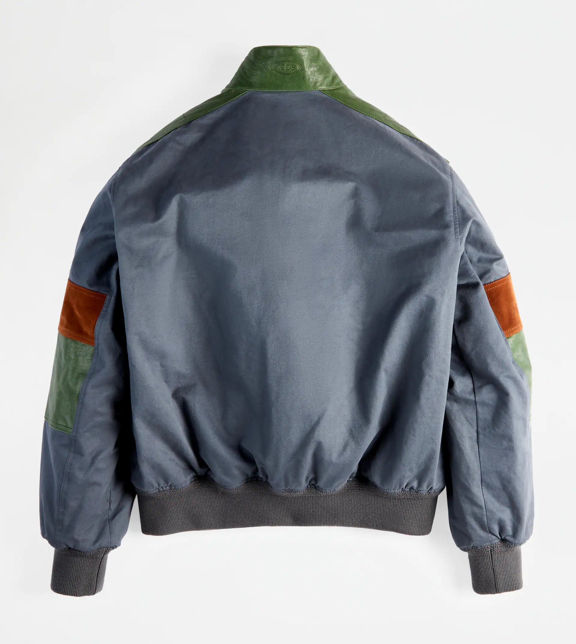TOD'S BOMBER JACKET WITH LEATHER INSERTS - GREY - 8