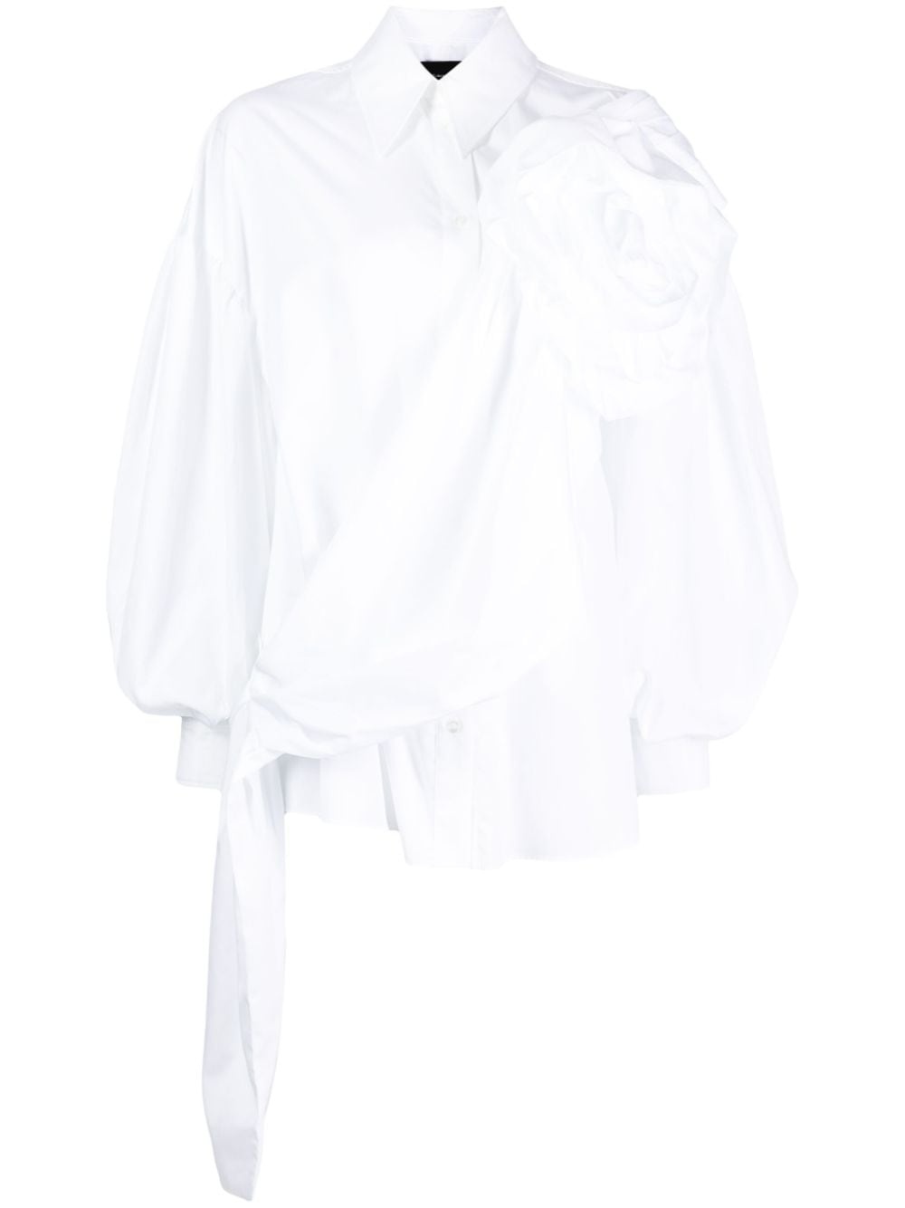 floral-appliquÃ© draped cotton shirt - 1