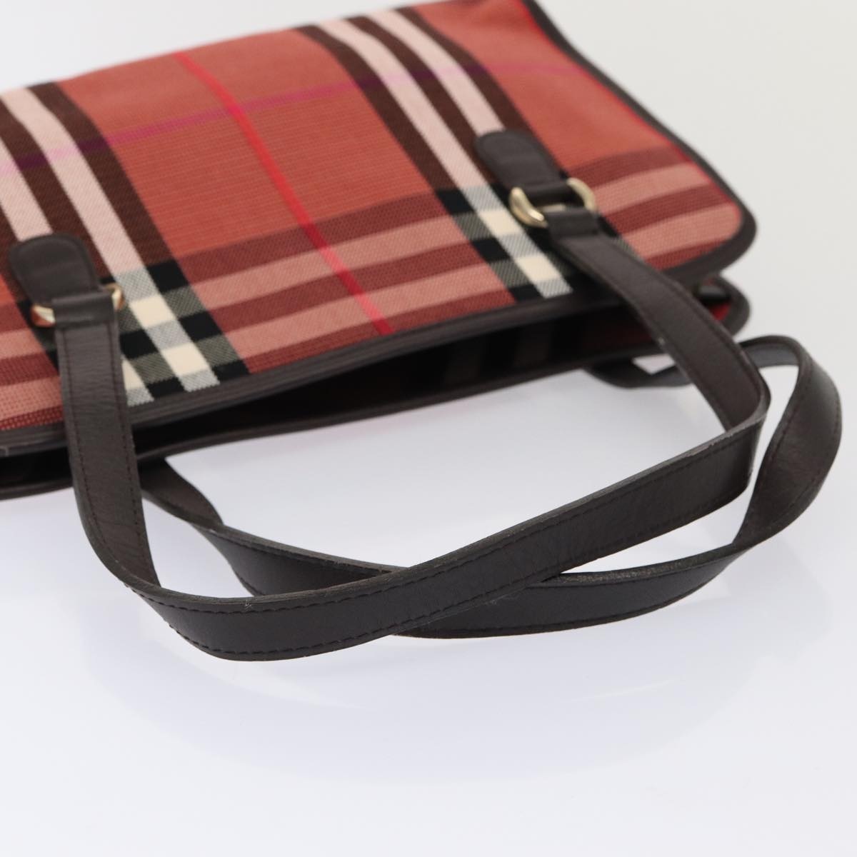 Burberry Nova Check Hand Bag Canvas Red - 7