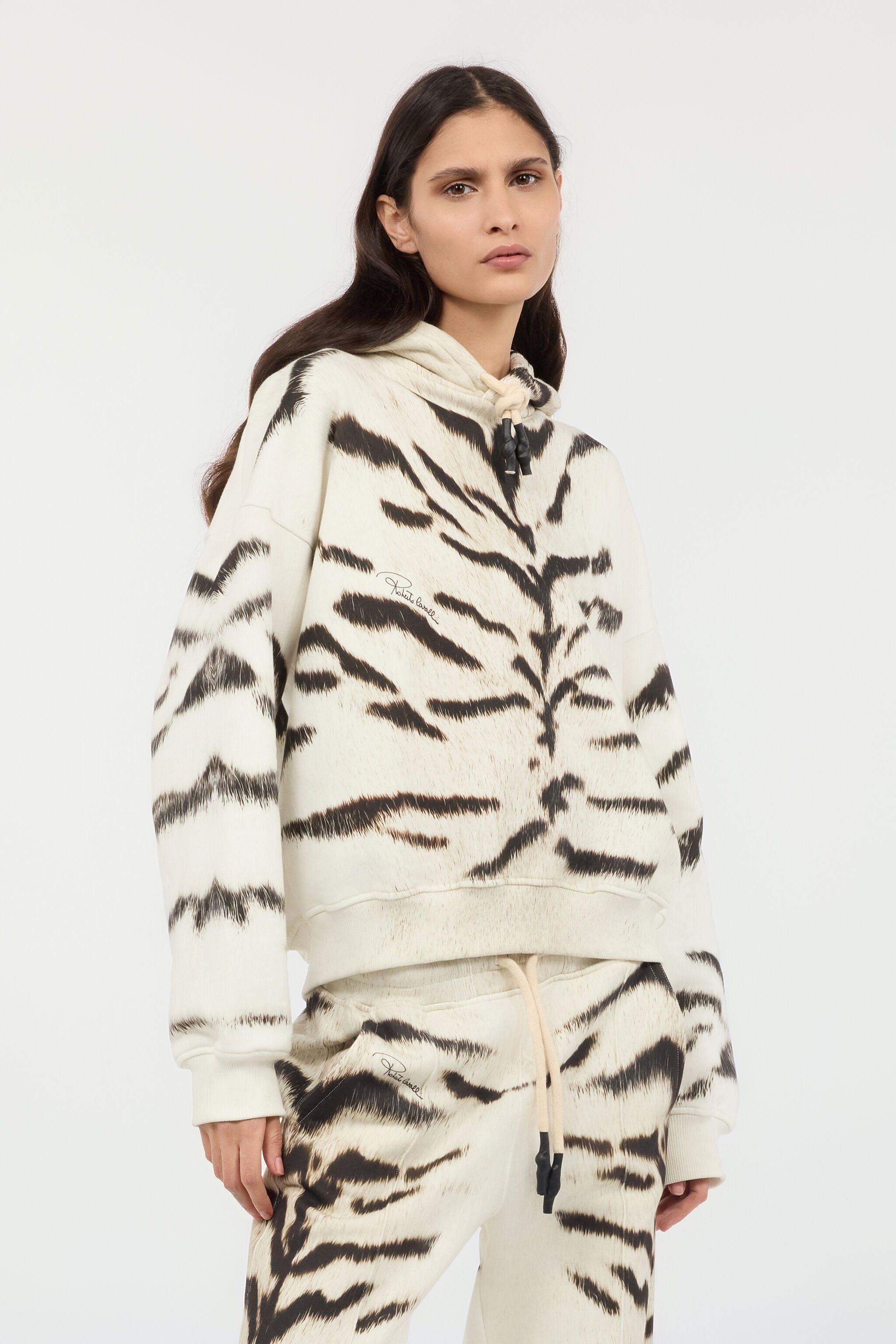Woman Sweatshirt With White Tigresse OGAT X Roberto Cavalli Print - 3