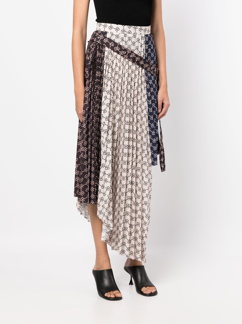 asymmetric monogram-print skirt - 3