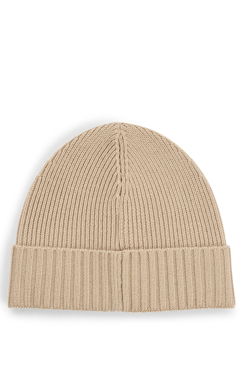 BOSS RIBBED BEANIE HAT IN MERINO WOOL outlook