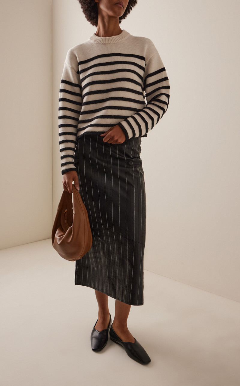 Proenza Schouler Nia Bobble Boucle Sweater black/white outlook