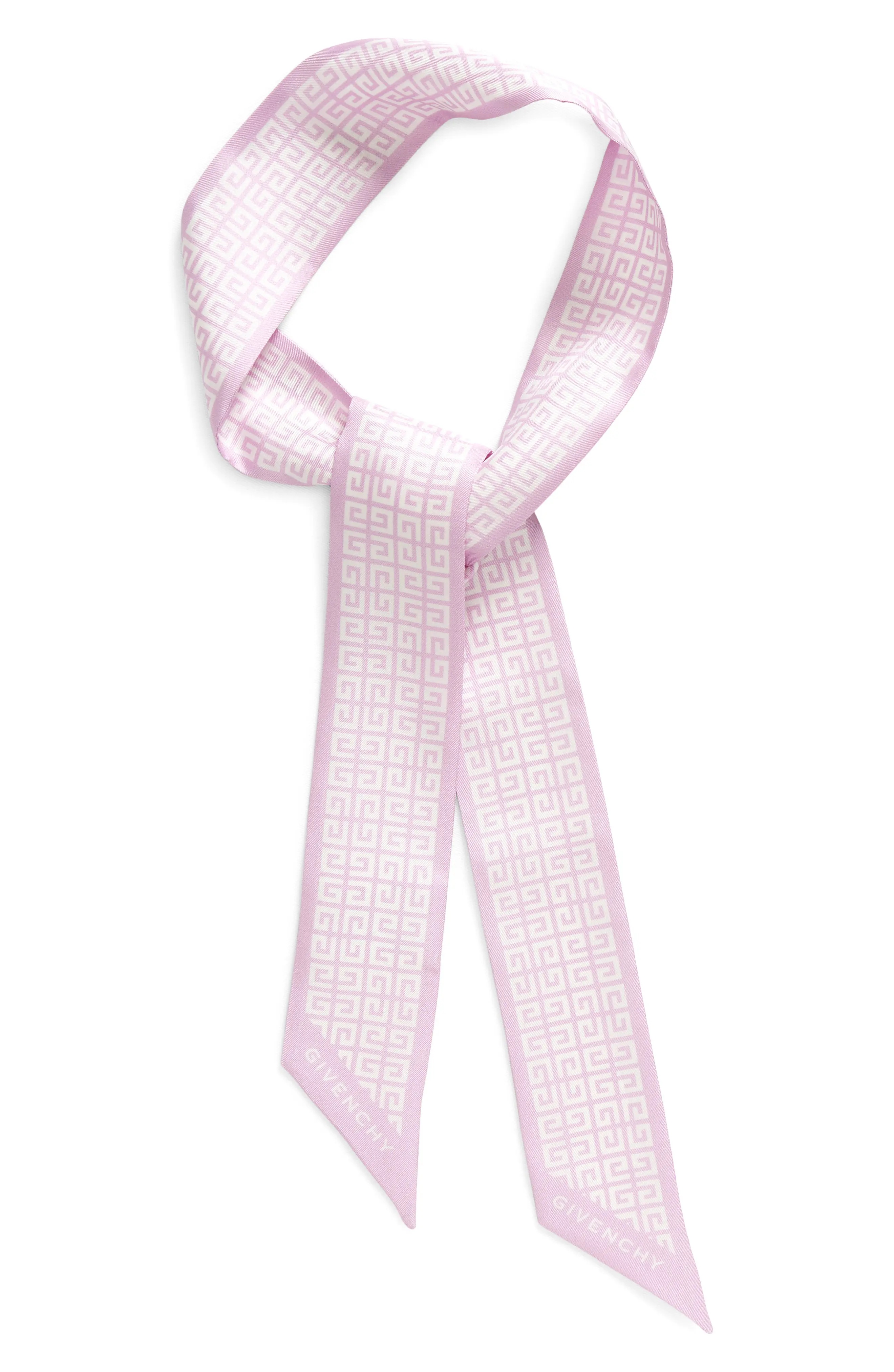 4G Print Silk Twilly Scarf in 9-Old Pink/White - 3