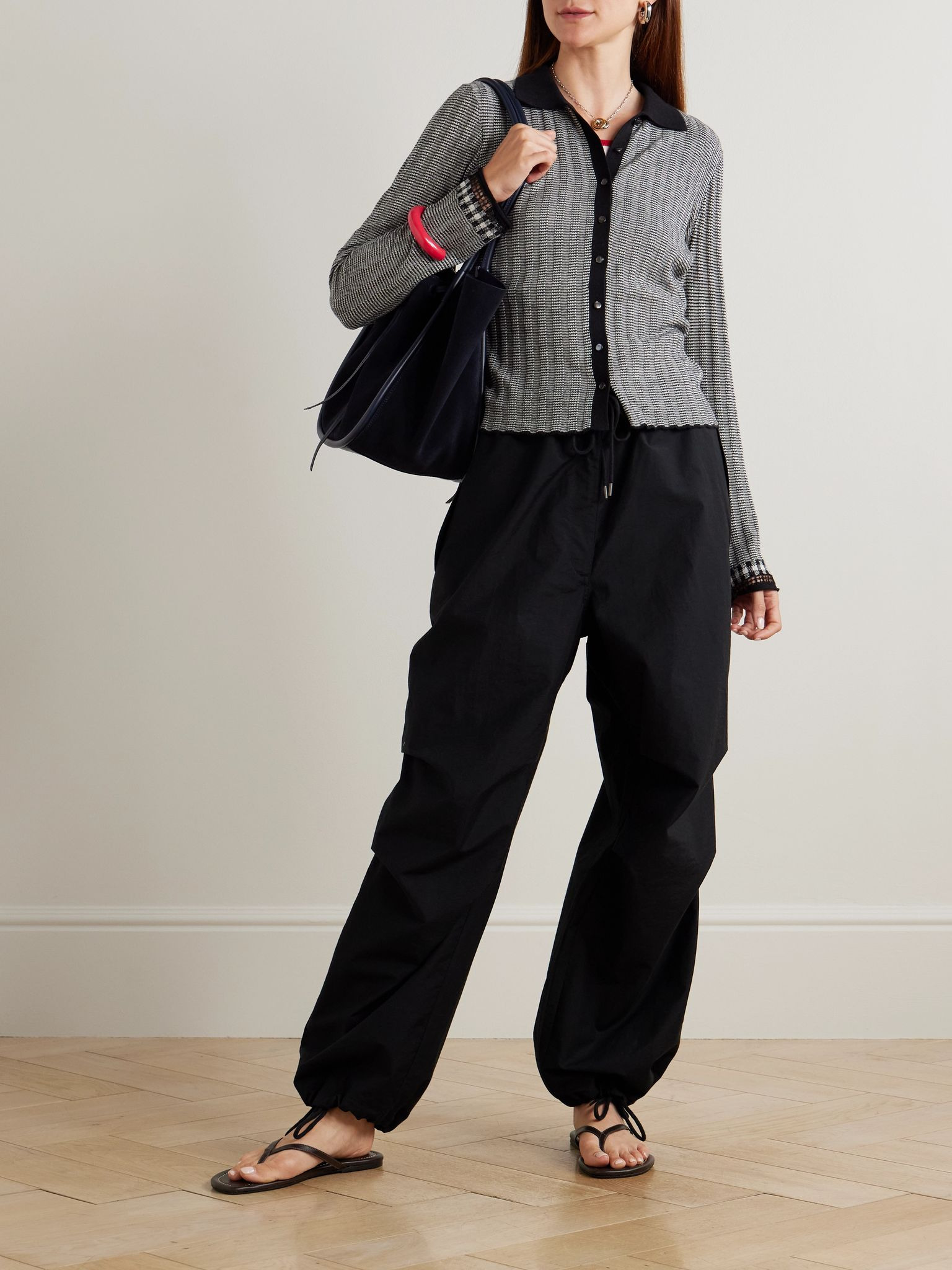 Striped silk and linen-blend shirt Black - 2