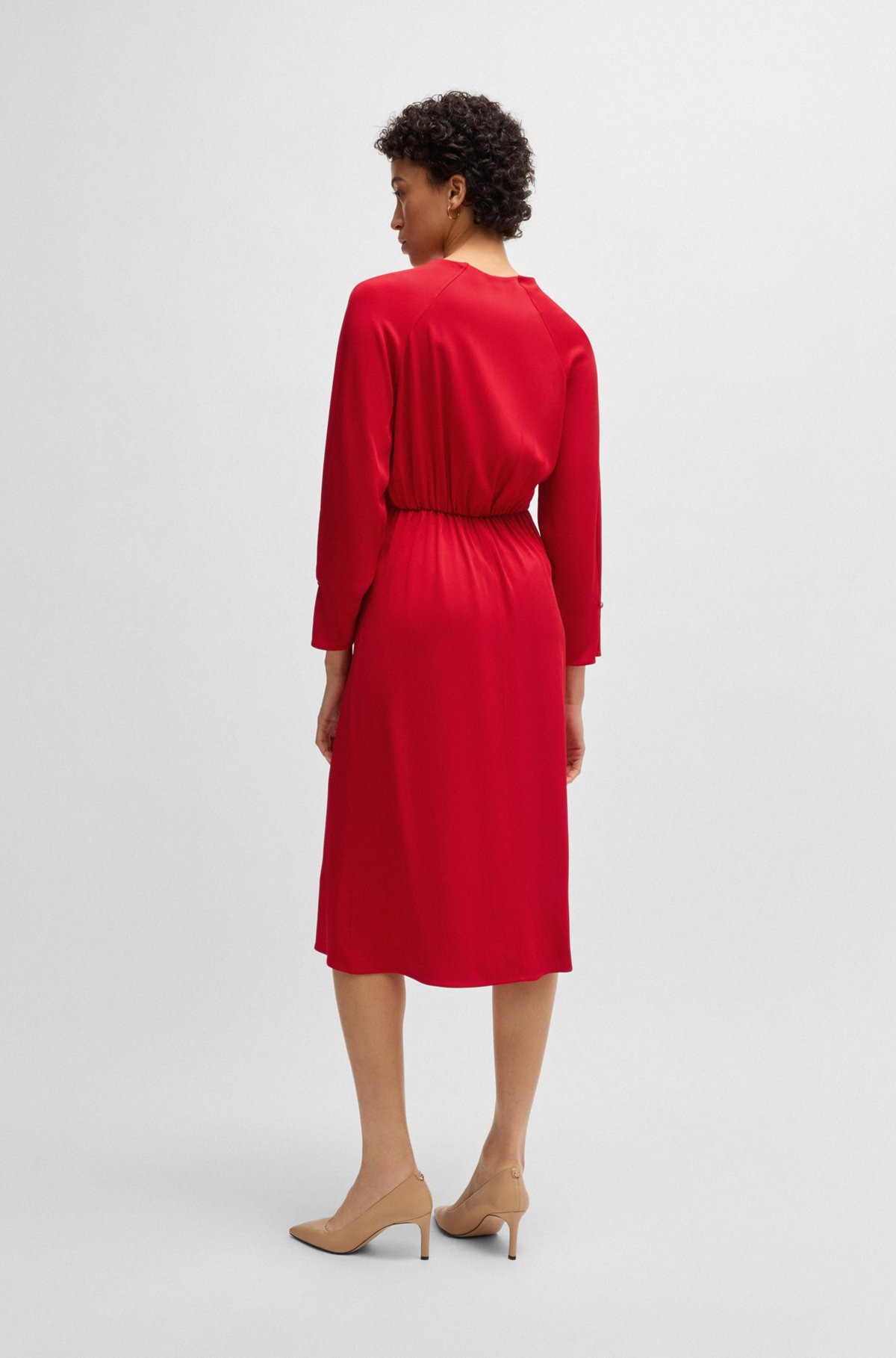 V-NECK DRESS WITH BUTTON CUFFS - 4