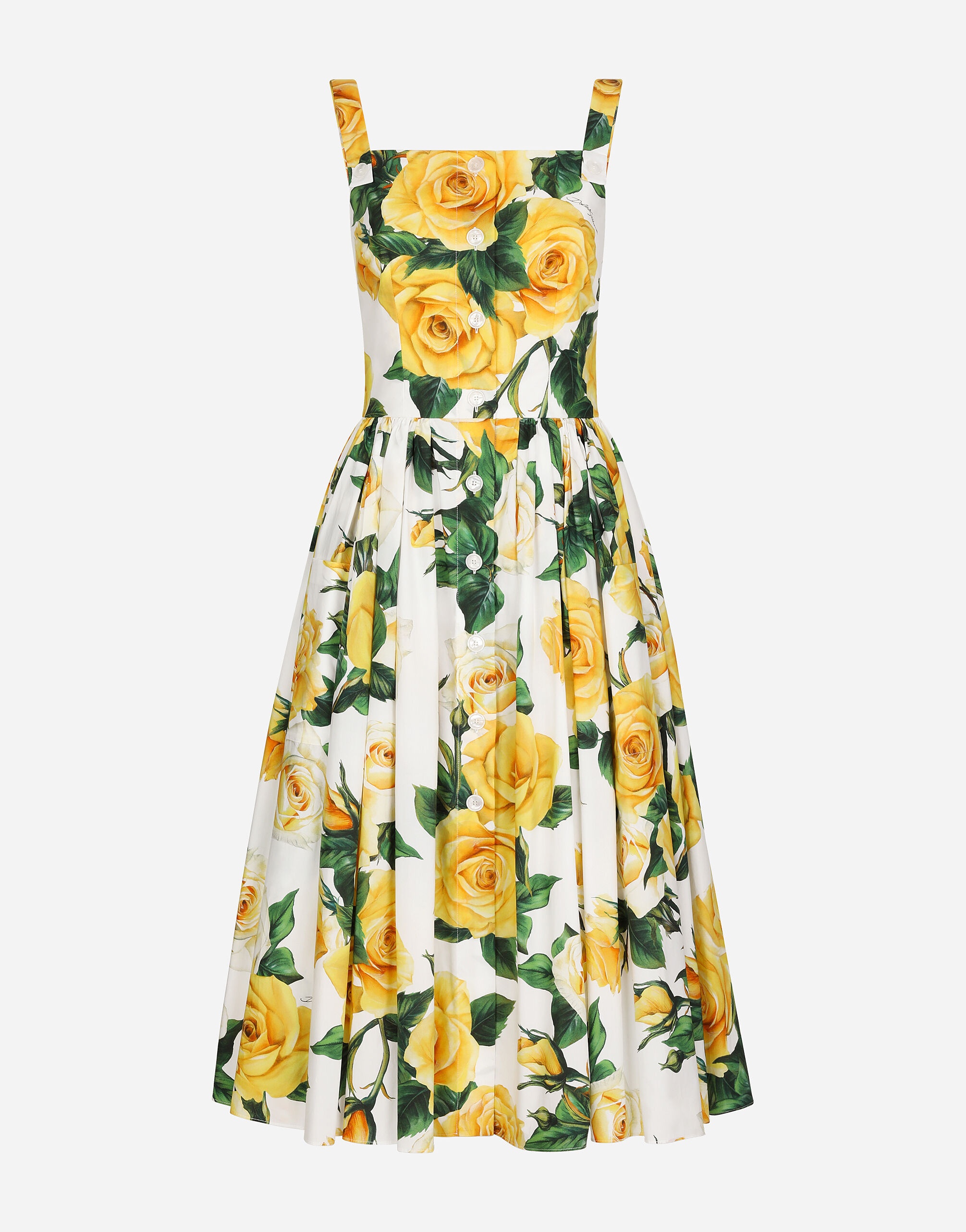 Cotton sundress with yellow rose print - 1