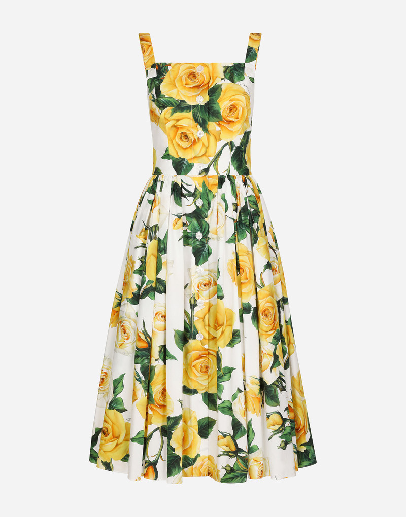Cotton sundress with yellow rose print 1