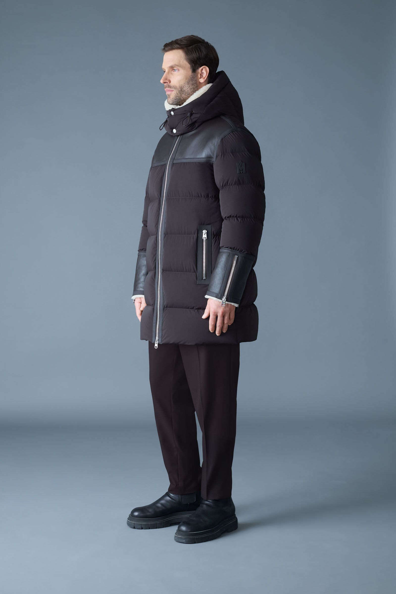 NICHOLAS Mixed-media shearling down parka - 3