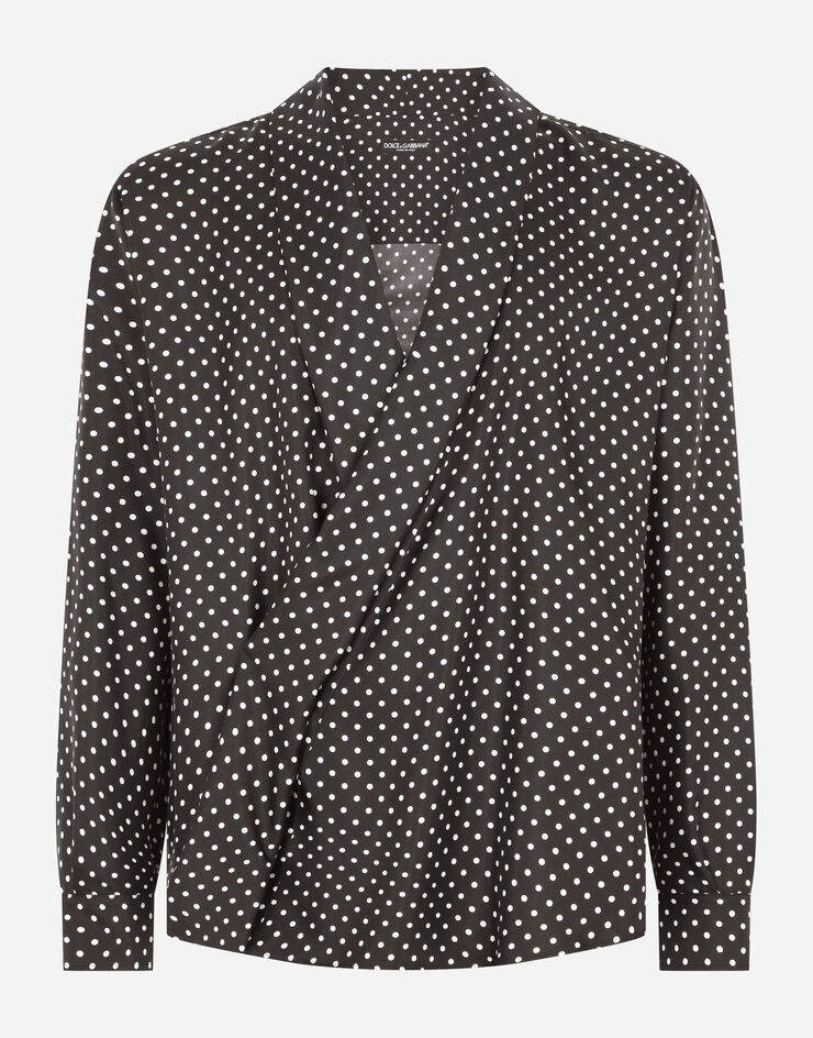 Oversize silk shirt with polka-dot print - 3