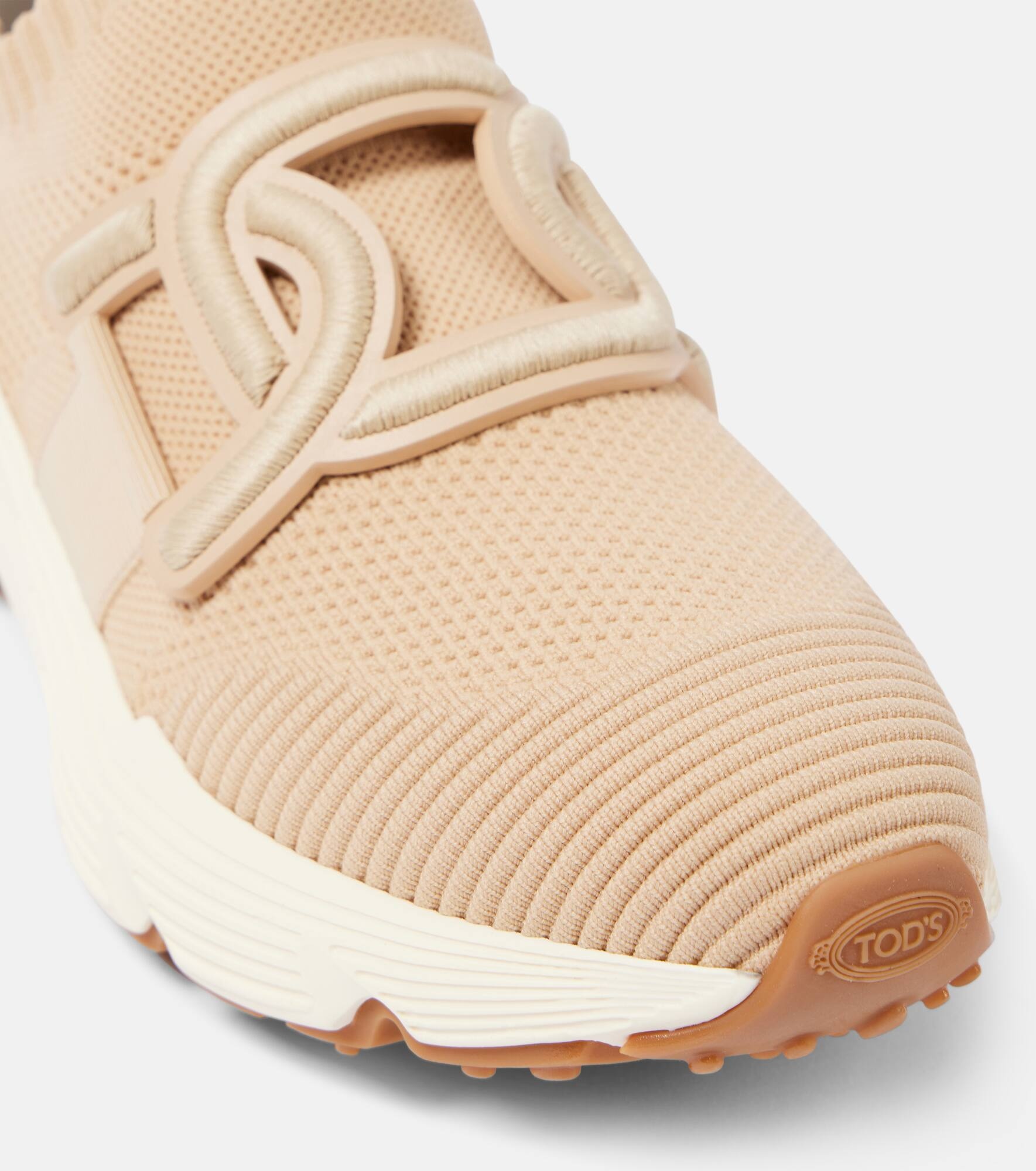 Leather-trimmed knit sneakers - 6