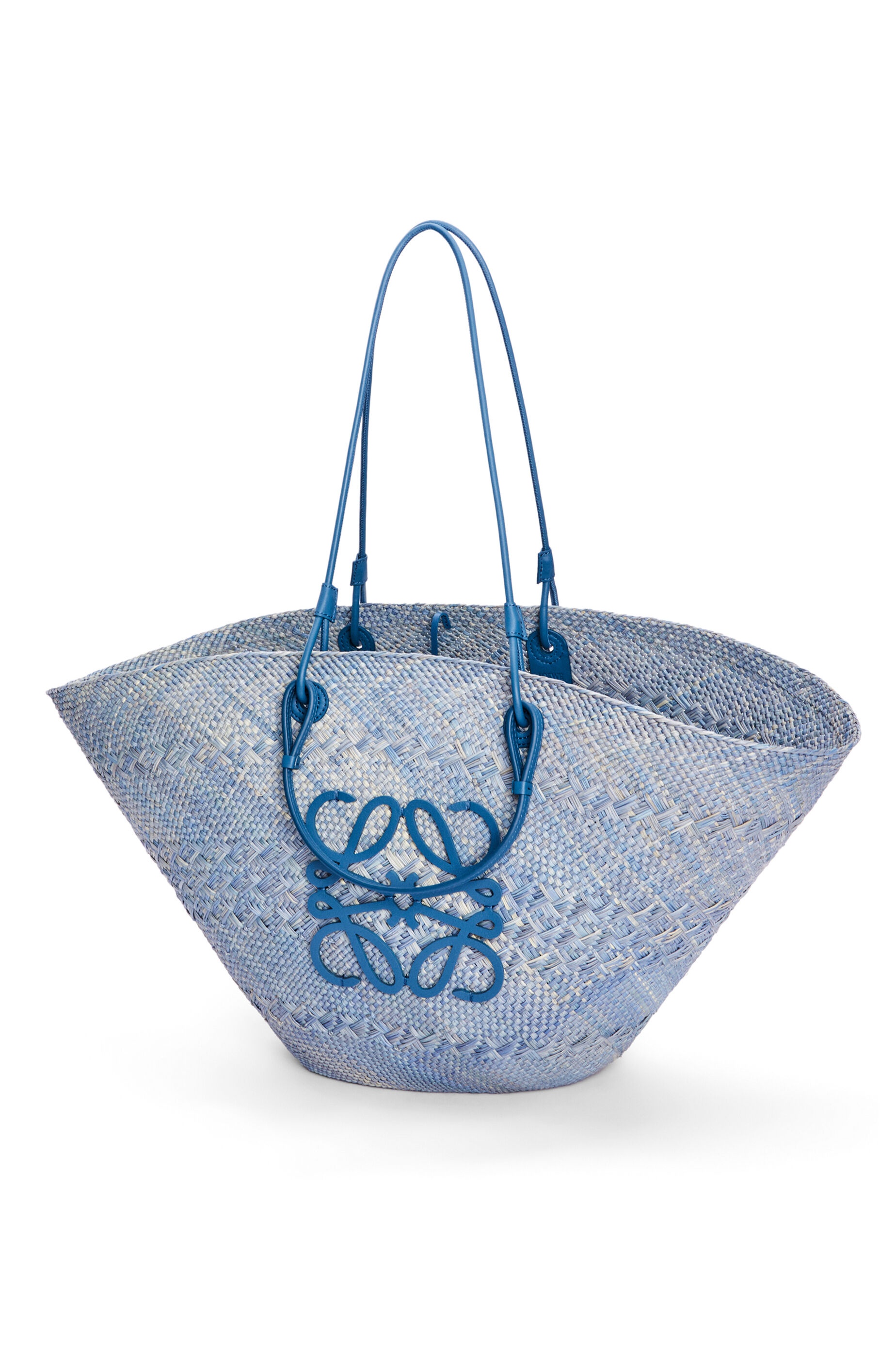 Large Anagram basket bag in iraca palm and calfskin - 3