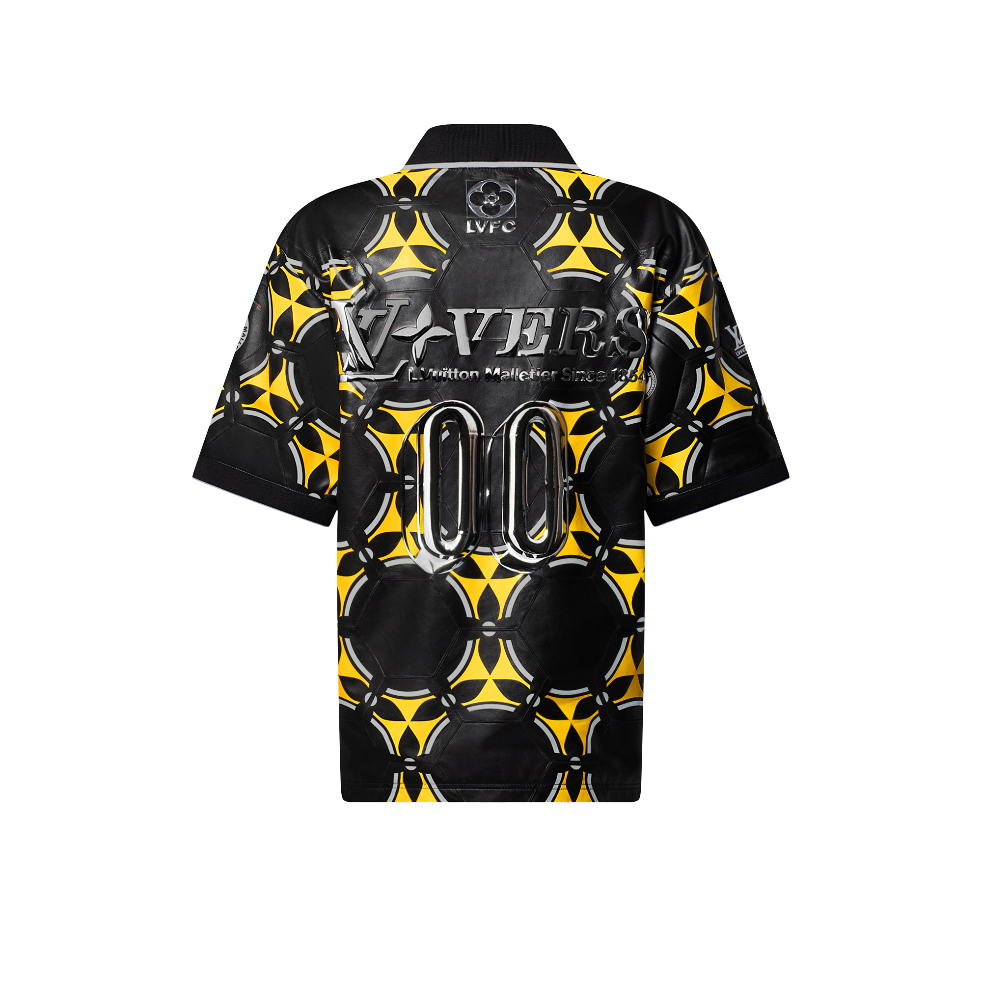 Soccer Ball Patchwork Leather Short-Sleeved Top - 3