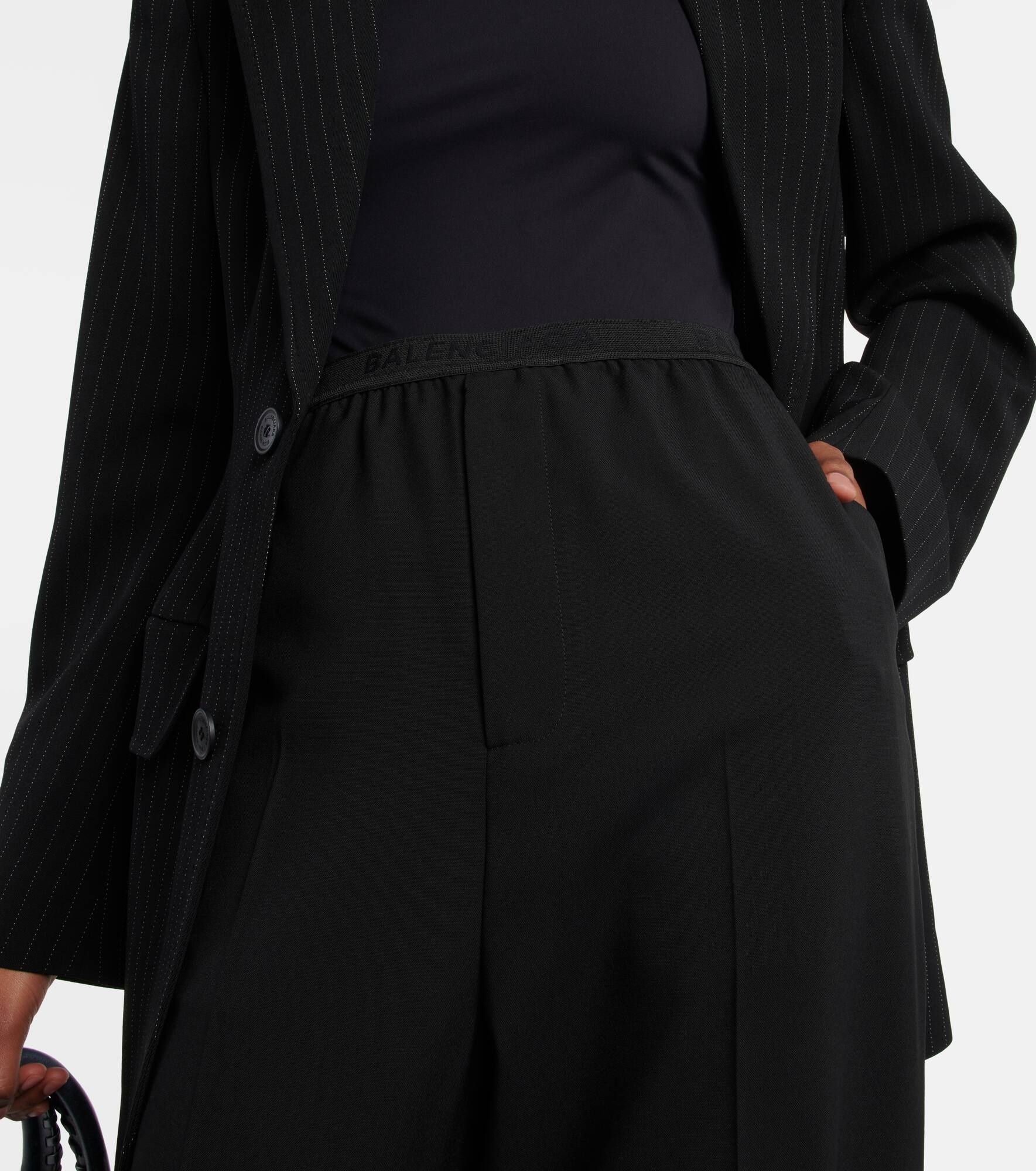 Logo mid-rise wide-leg wool pants - 4