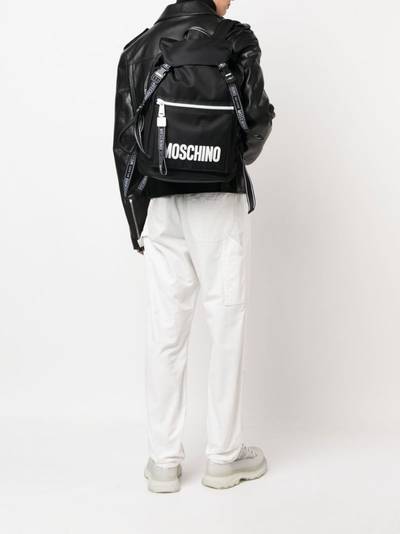 Moschino logo-print zip-up backpack outlook