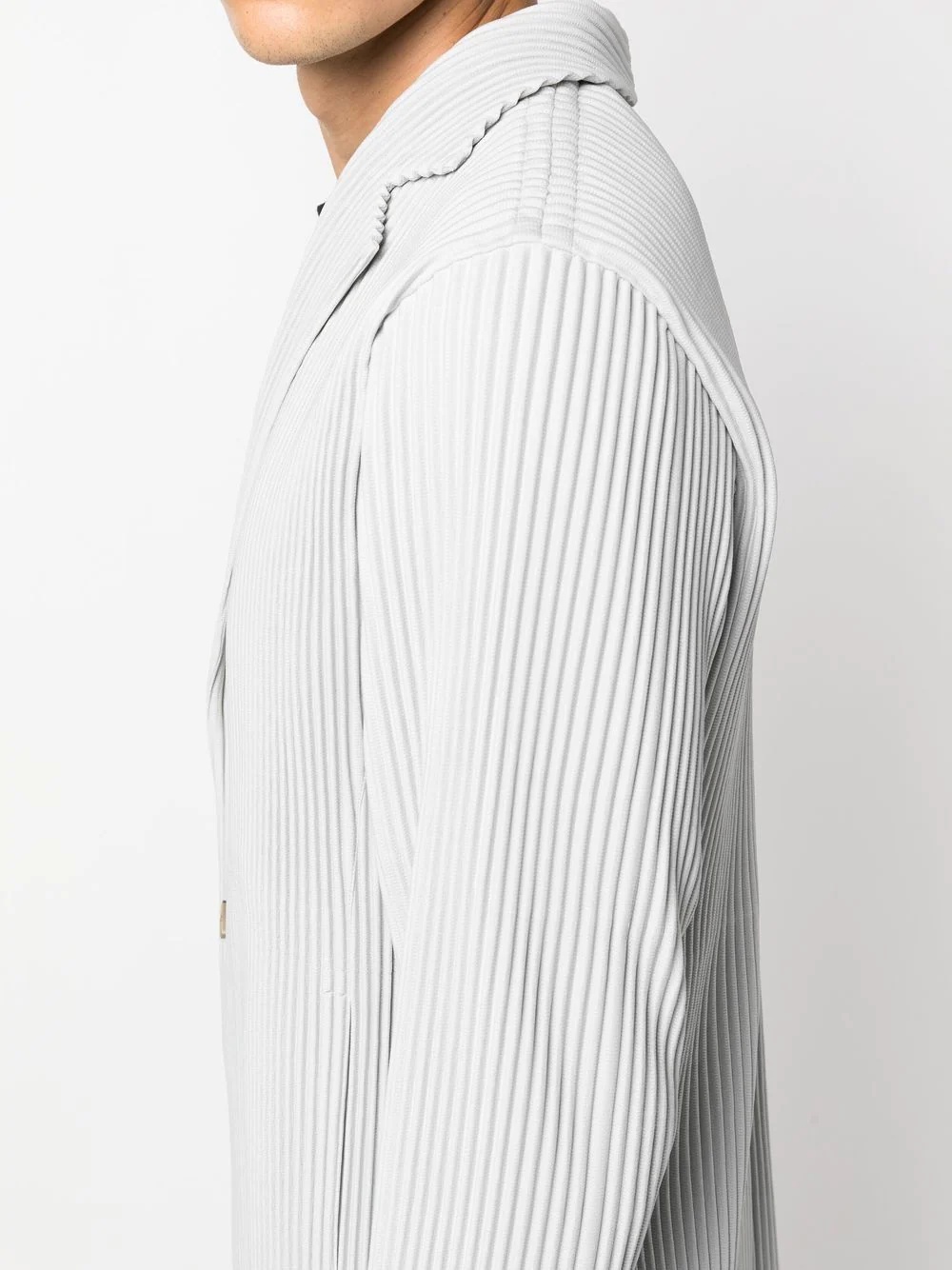 plissé single-breasted blazer - 5