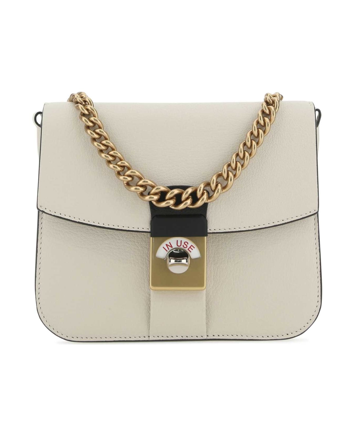 Two-tone Leather And Cotton New Lock Square Handbag - 1