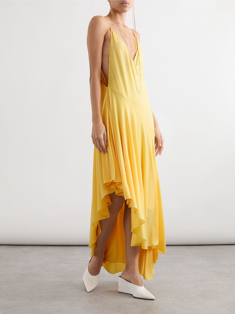 Alaïa Asymmetric jersey midi dress Yellow outlook