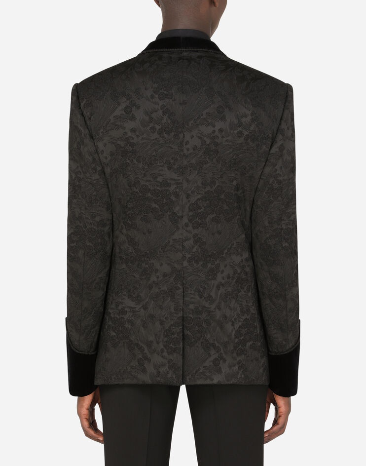 Stretch jacquard casinò-fit tuxedo jacket with patch - 2