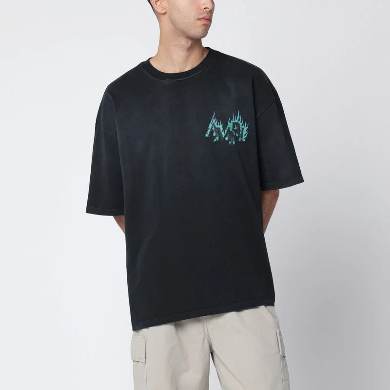Amiri Black T-Shirt With Flames Logo Print Men - 1