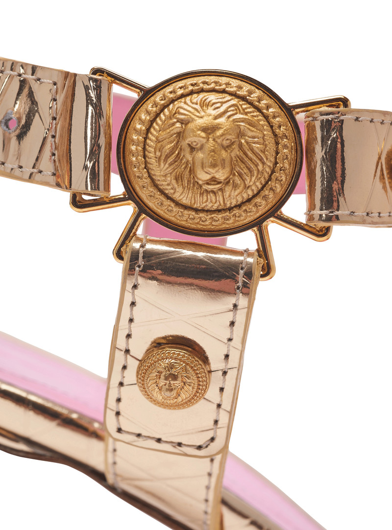 Eva sandals in mirrored leather with an embossed grid motif 6