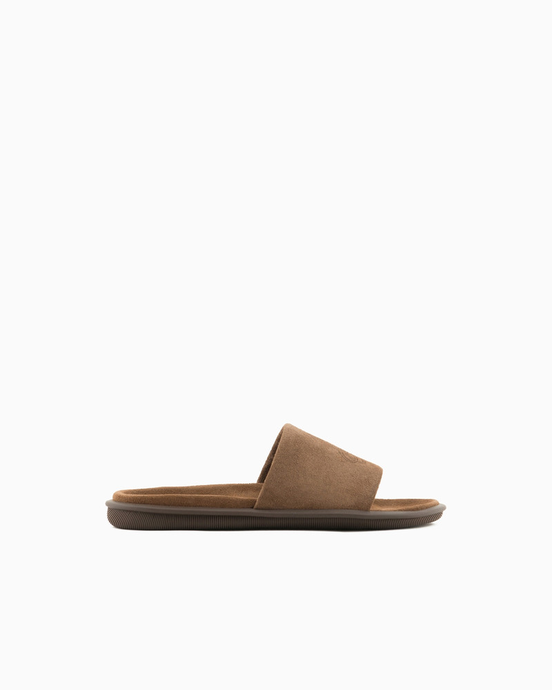 Suede sandals with logo 1